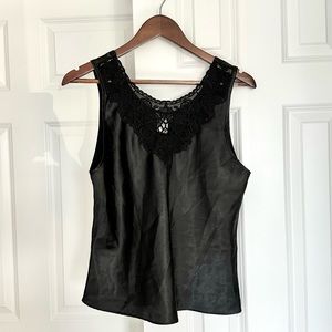 Cinema Etoile Large Black Satin Lace Lingerie Tank Top